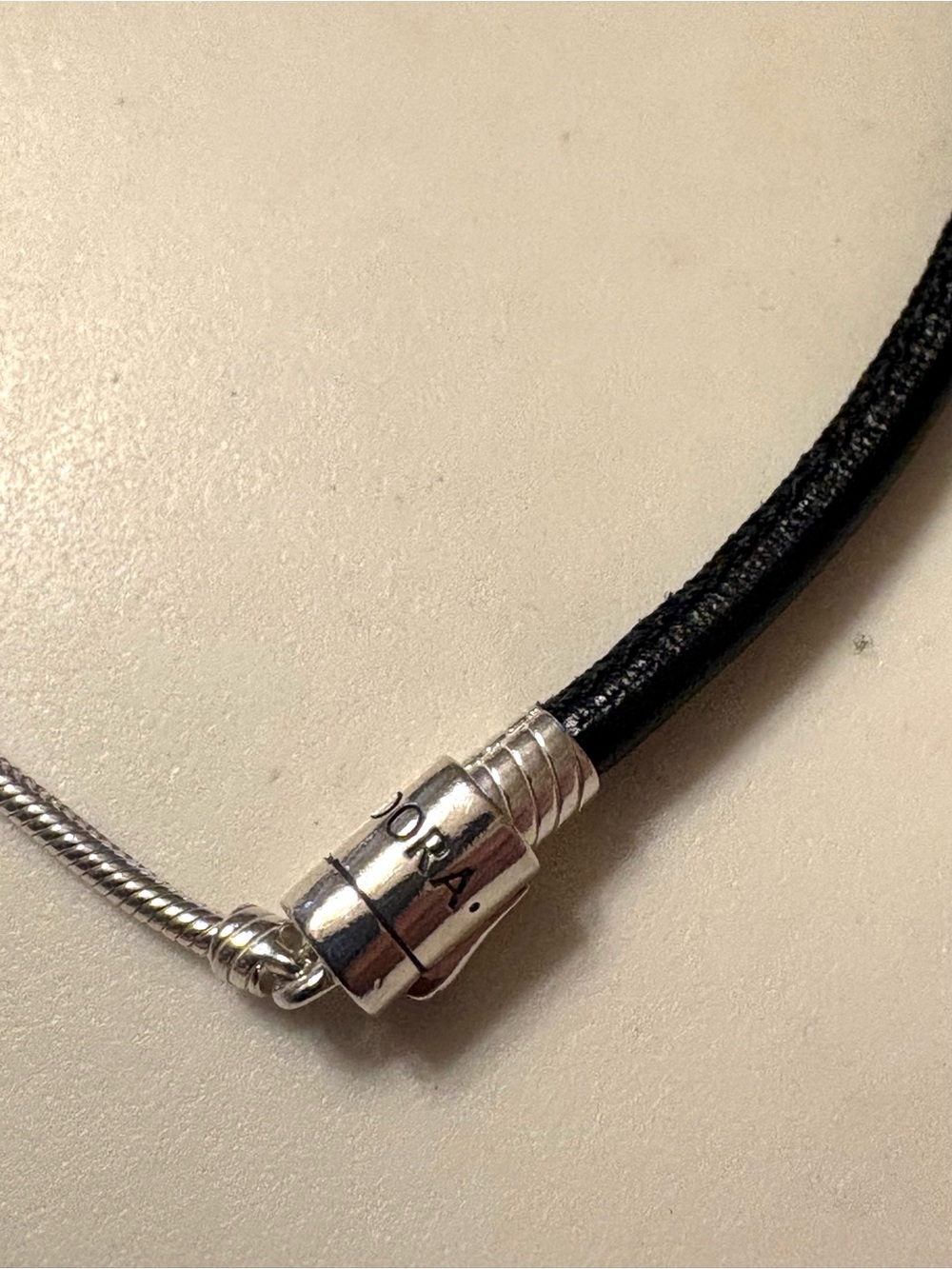 Pandora Black Braided Leather Adjustable Bracelet with Silver Sliding Bolo Clasp - Picture 7 of 7